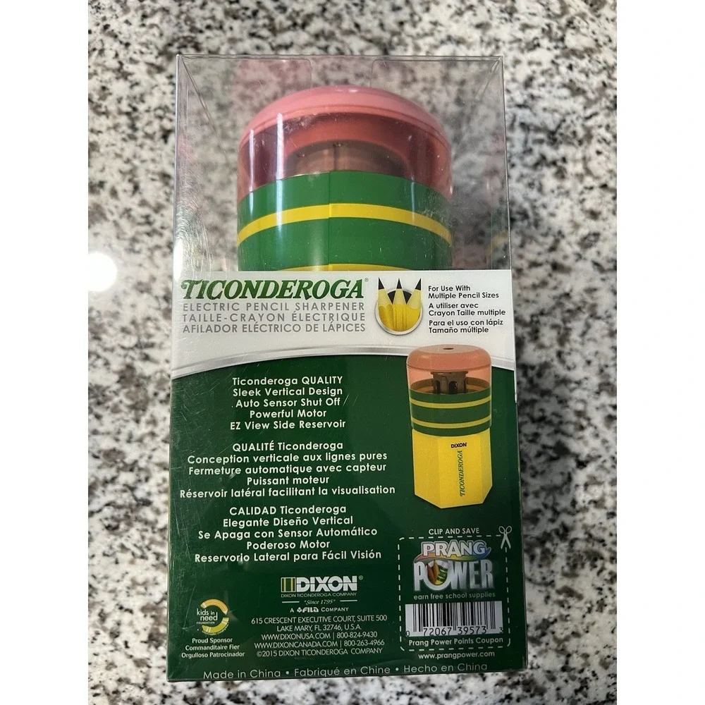 Ticonderoga Electric Pencil Shaped Sharpener School Classroom Teacher NEW IN BOX